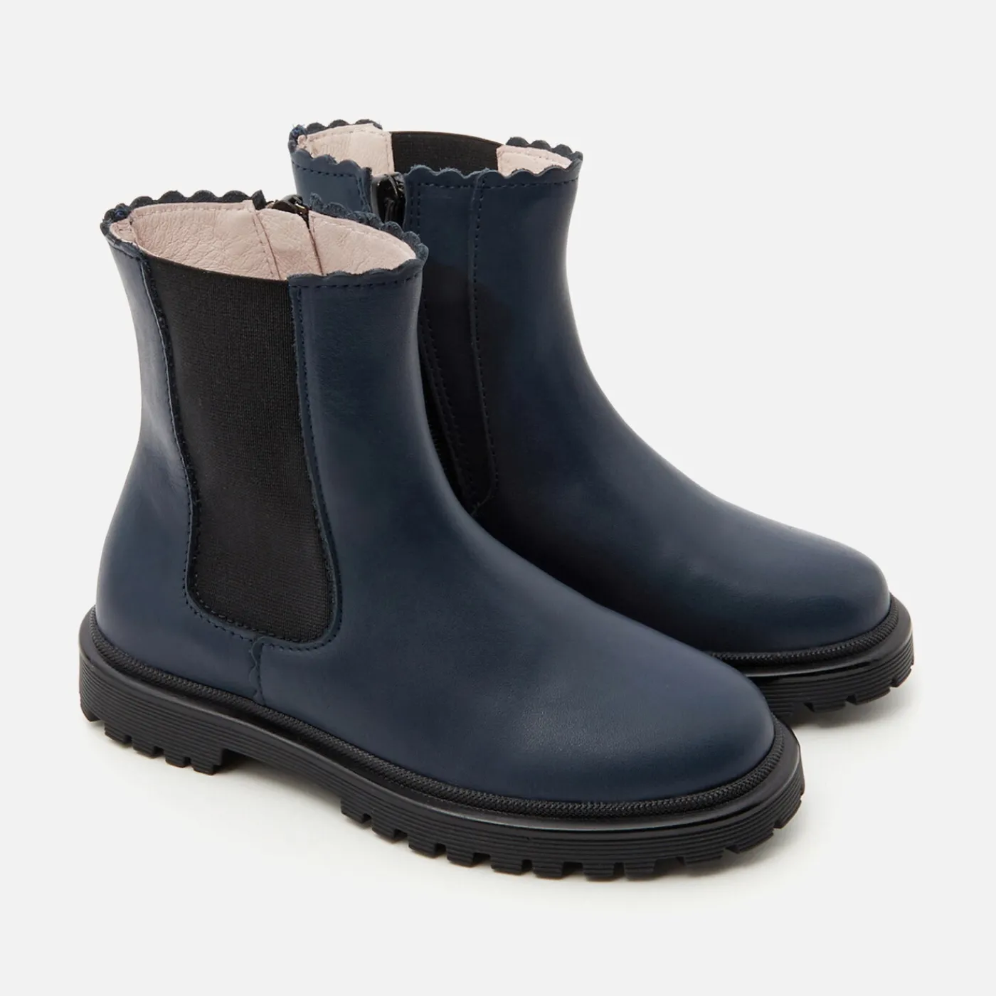 Enfant Jacadi Chelsea boots enfant fille en cuir lisse - marine