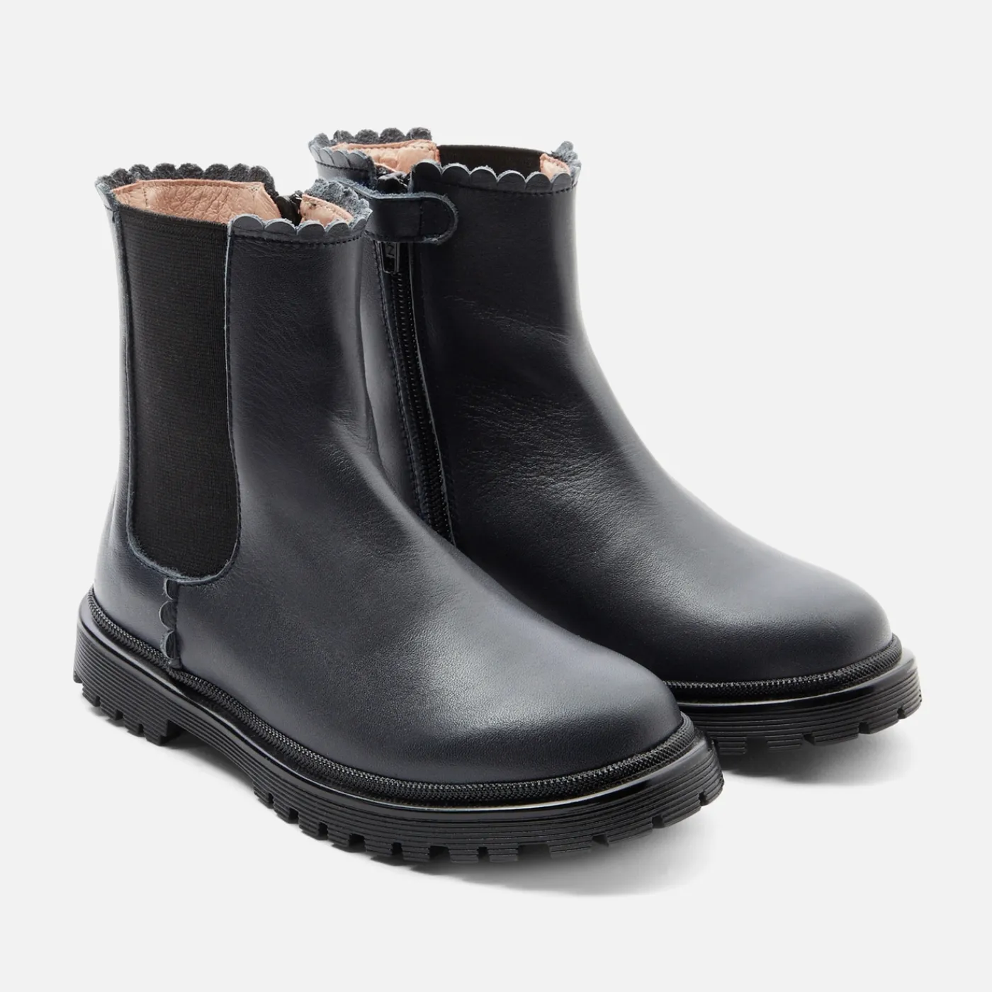 Enfant Jacadi Chelsea boots enfant fille en cuir lisse - marine