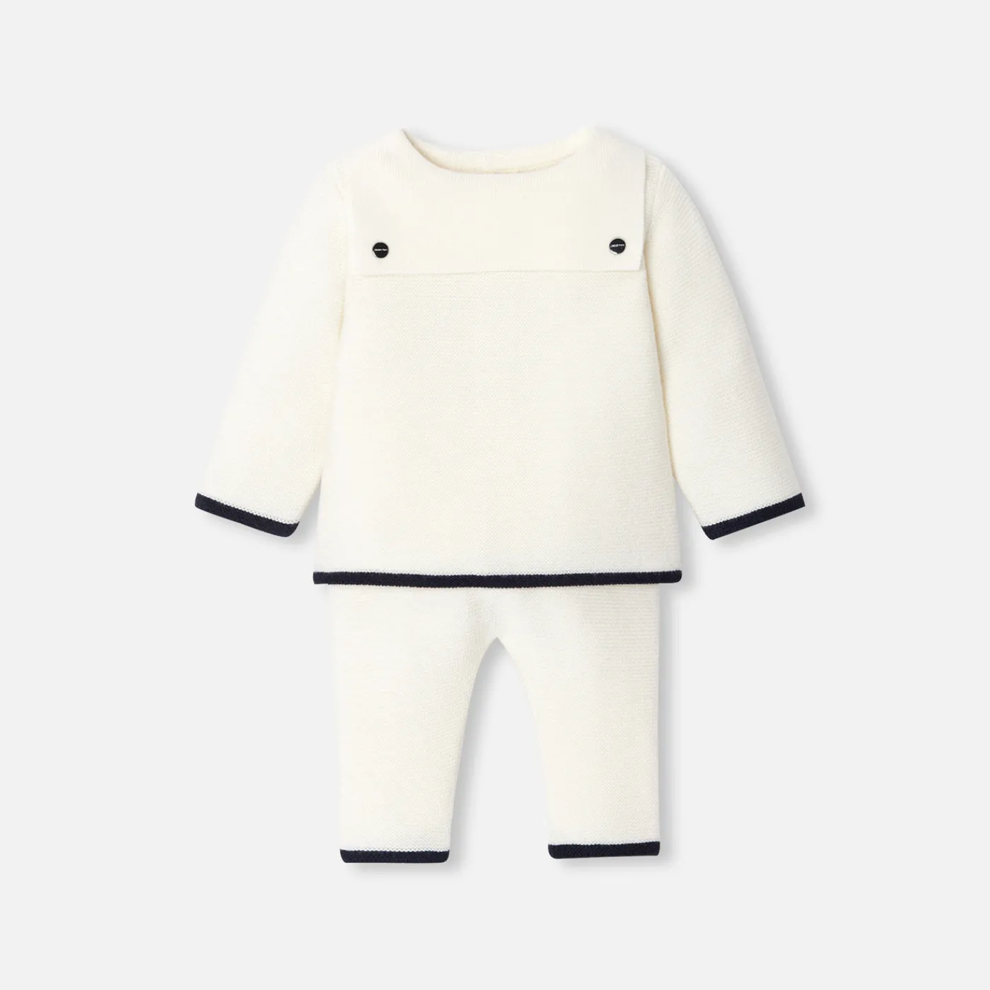 Jacadi Ensemble bébé en laine point mousse - blanc doux