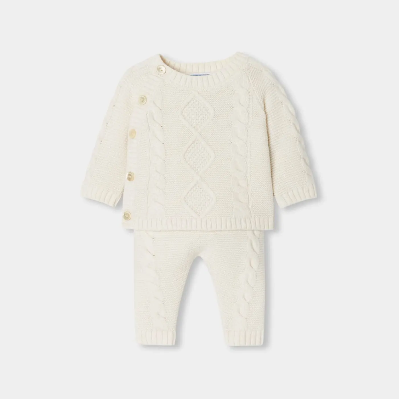 Jacadi Ensemble bébé en tricot torsadé - blanc doux