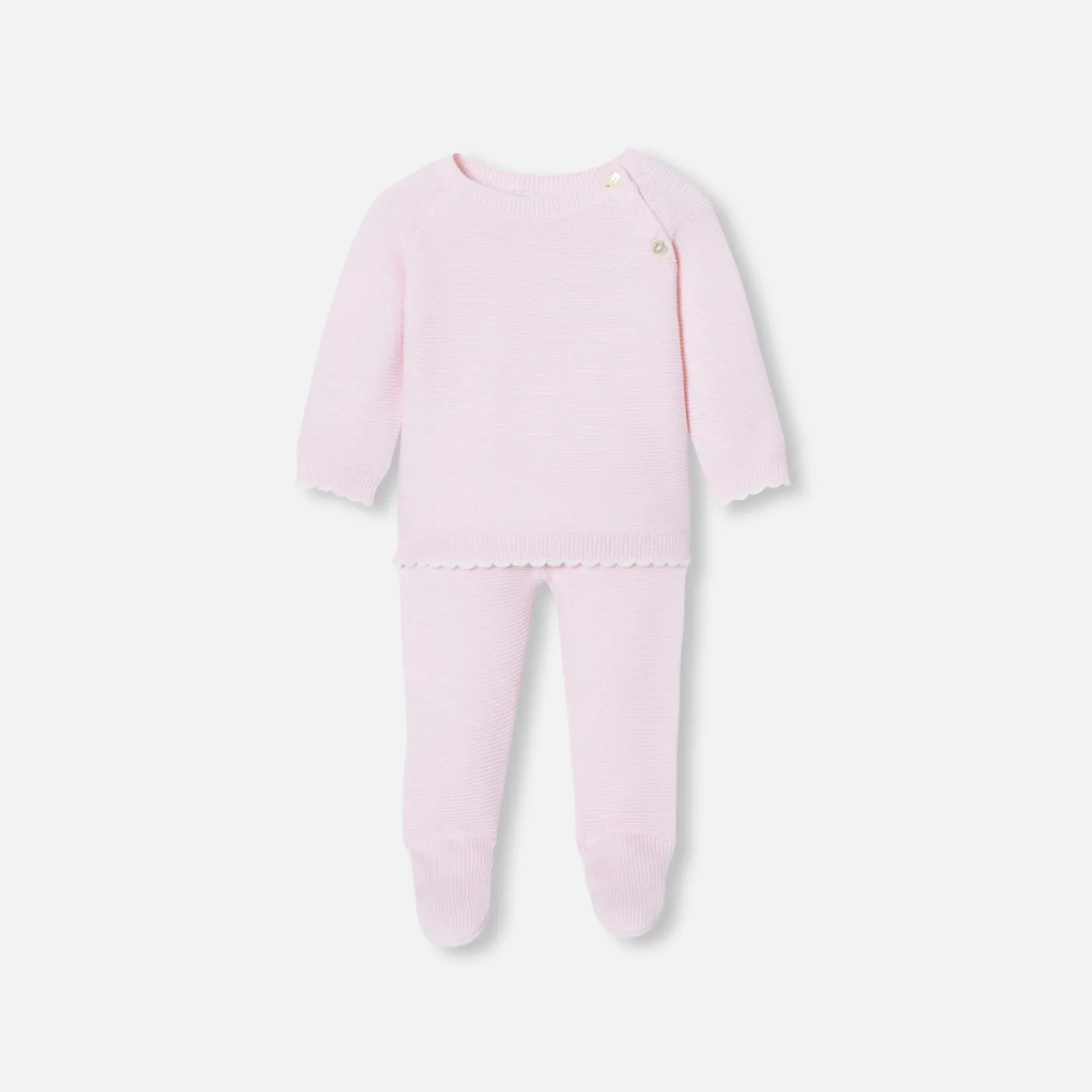 Jacadi Ensemble bébé fille en point mousse - rose pale