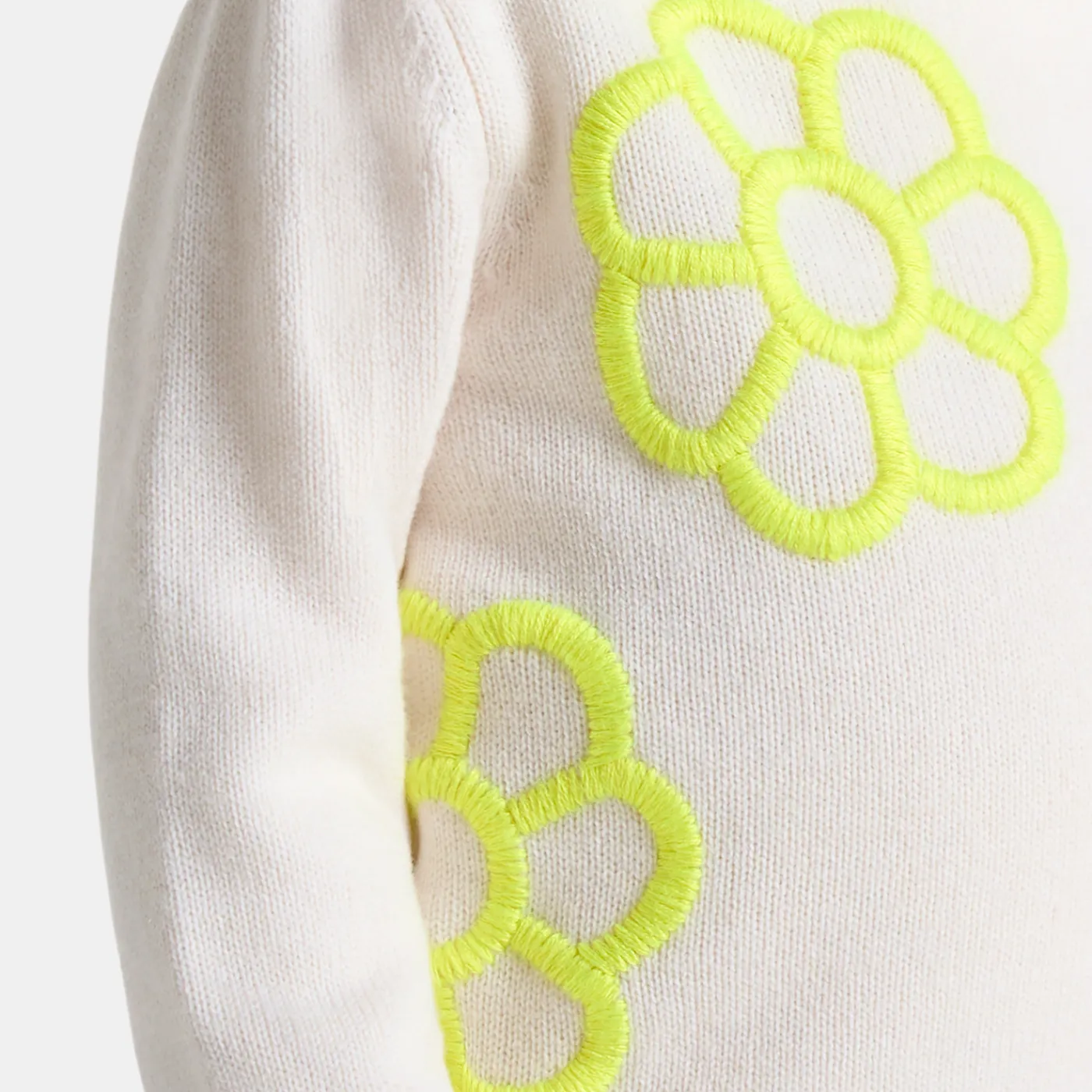 Jacadi Pull bébé fille à fleurs rebrodées - blanc doux