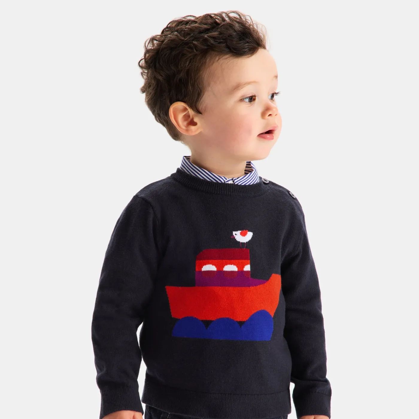 Jacadi Pull bébé garçon en tricot - marine