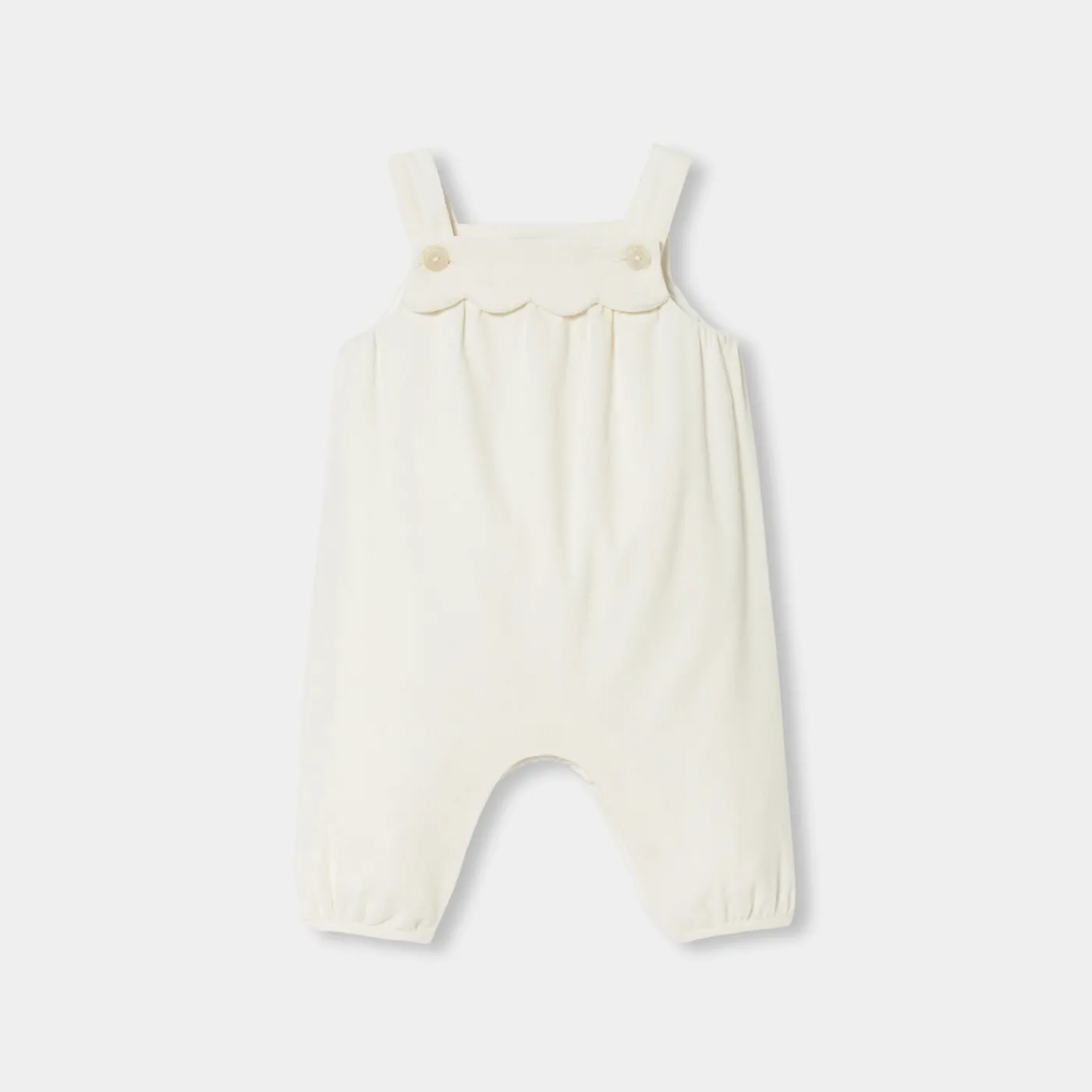 Jacadi Salopette bébé fille en velours - blanc doux