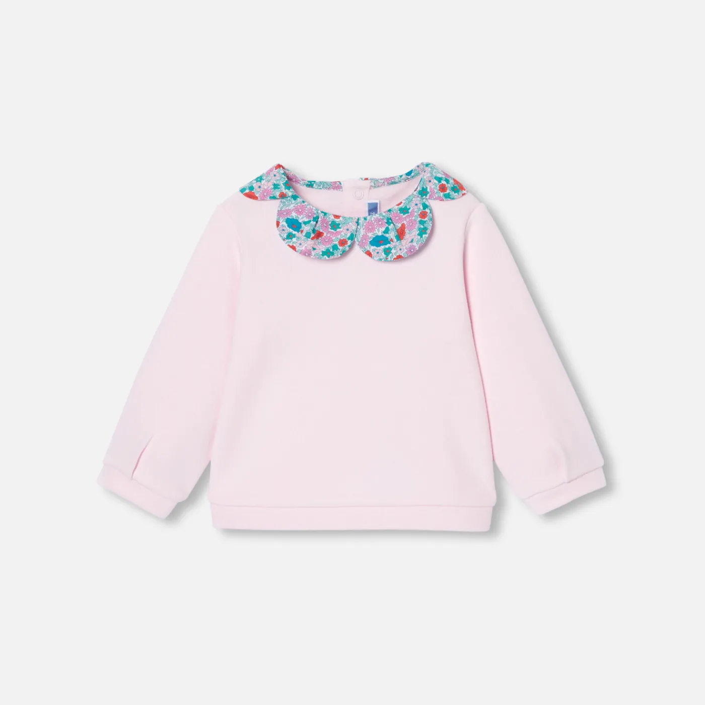 Jacadi Sweat bébé fille à col Tissu Liberty - rose poudre