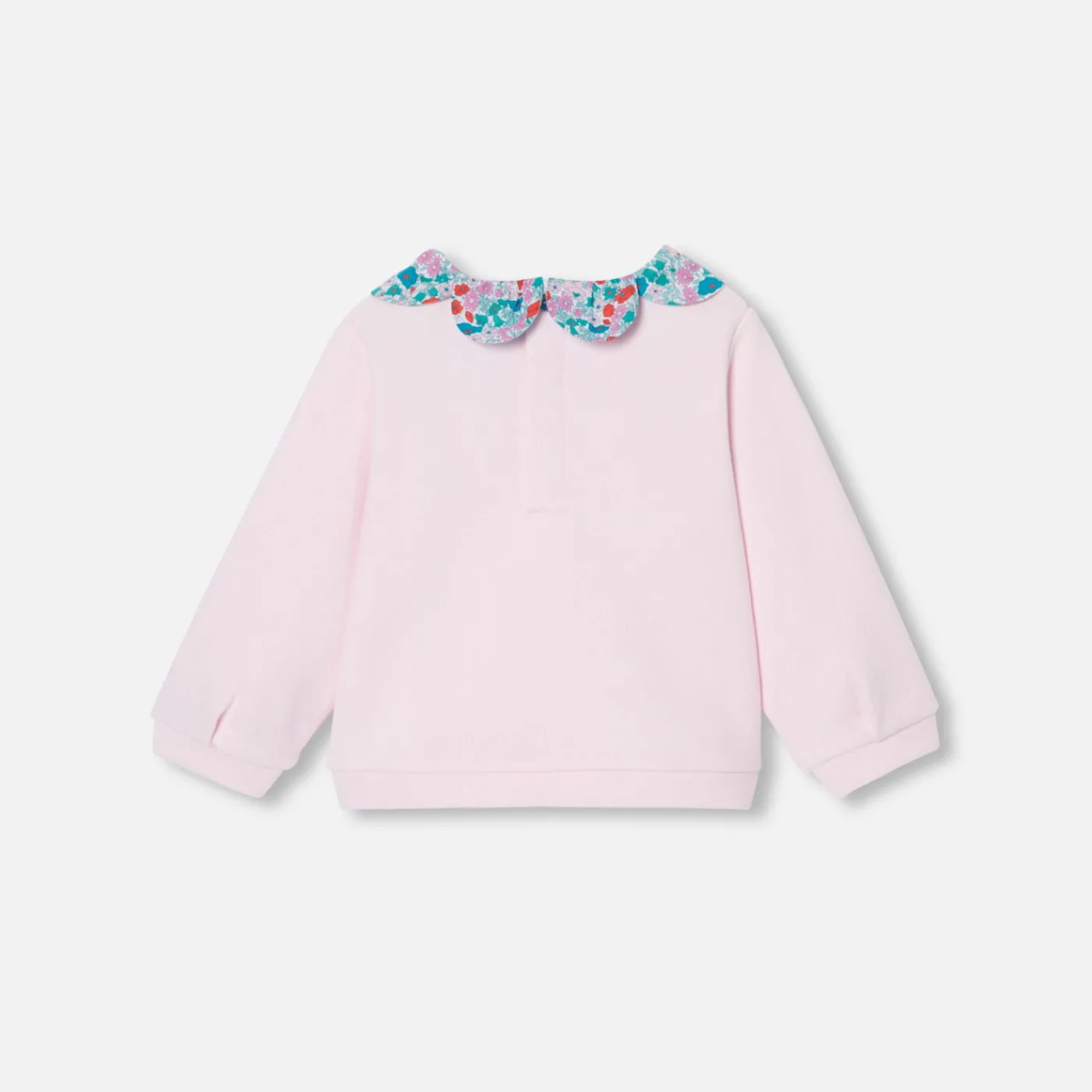 Jacadi Sweat bébé fille à col Tissu Liberty - rose poudre